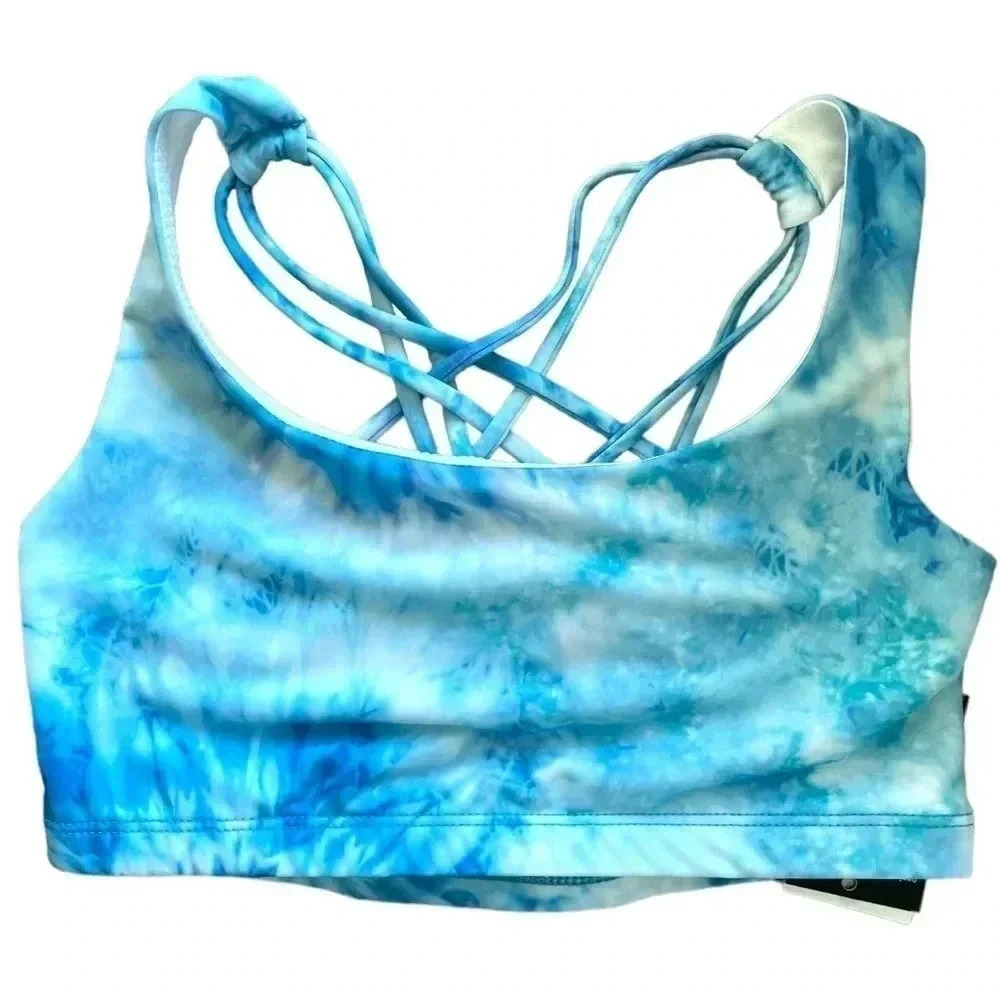 Onzie City Bra NWT CrissCross Strap Blue Tie Dye
